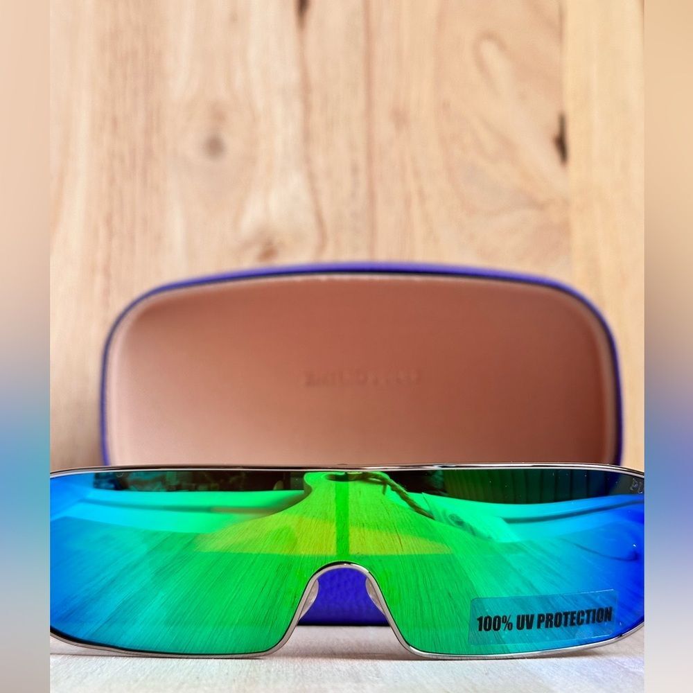 Pucci Shield, Sporty, Athletic, Wrap Around, Mirrored Lens Sunglasses One Size